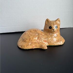 Handcrafted Floral Pattern Tan Cat Figurine